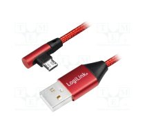 Cable; USB 2.0; USB A plug,USB B micro plug angle; 0.3m; red; PVC | CU0149 | CU0149
