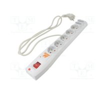 Plug socket strip: protective; Sockets: 7; 230VAC; 10A; grey | ACAR-P7-1.5GY  | ACAR P7 1.5M GREY