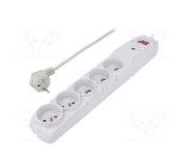 Plug socket strip: protective; Sockets: 5; 230VAC; 10A; grey | ACAR-F5-3GY  | ACAR F5 3M GREY