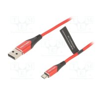Cable; USB 2.0; USB A plug,USB B micro plug; 1m; red; Cu,tinned | COARF | COARF