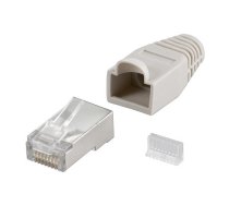 Goobay 68746  RJ45 plug, CAT 5e STP shielded with strain-relief boot, grey | for round cable with Threader   cable lead in 6.4 mm single packed (1 set per polybag)  Technical specifications  Connections  Connection, type  RJ45 male (8P8C)   Connectio | 68