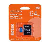 ADATA microSDXC UHS-I Class 10 64GB Premier with Adapter A1 | AUSDX64GUICL10A1-RA1 | 4713218461933 | SFADAMDG64U1C17