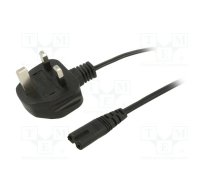 Cable; 2x0.5mm2; BS 1363 (G) plug,IEC C7 female; PVC; 1.5m; black | AK-AG-03A  | AK-AG-03A