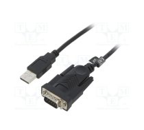 USB to RS232 converter; D-Sub 9pin plug,USB A plug; 1.5m; black | AU0048A  | AU0048A