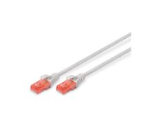 CAT 6 U-UTP | Patch cord | PVC AWG 26/7 | Transparent red colored plug for easy identification of Category 6 (250 MHz) | Grey | 1 m | Modular RJ45 (8/8) plug | DK-1612-010 | 4016032371861