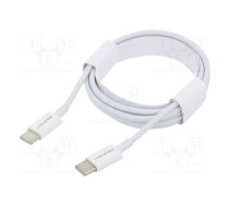 Cable; USB 2.0; USB C plug,both sides; 1.5m; white; 480Mbps; 60W | QOLTEC-52360 | 52360
