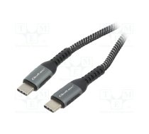 Cable; USB 2.0; USB C plug,both sides; 1.5m; black-white; 480Mbps | QOLTEC-52358 | 52358