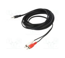 Cable; Jack 3.5mm 3pin plug,RCA plug x2; 5m; black; PVC | CV212-5.0 | CV212-5.0