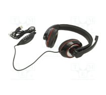 Headphones with microphone; black,red; USB A; headphones; 2m | MHS-U-001  | MHS-U-001