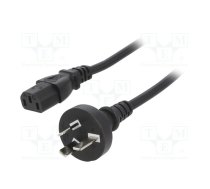 Cable; 3x1mm2; AS/NZS 3112 (I) plug,IEC C13 female; PVC; 5m; 10A | SN27-3/10/5BK | LT-423+501 H05VV-F 3X1.0 BLK 5M