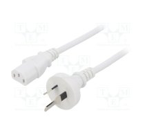 Cable; 3x1mm2; AS/NZS 3112 (I) plug,IEC C13 female; PVC; 3m; 10A | SN27-3/10/3WH | LT-423+501 H05VV-F 3X1.0 WHT 3M