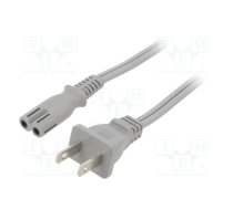 Cable; 2x18AWG; IEC C7 female,NEMA 1-15 (A) plug; PVC; 1m; grey | SN36-2/18/1GY