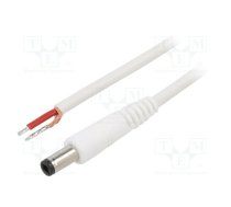 Cable; 1x1mm2; wires,DC 5,5/2,5 plug; straight; white; 1.5m | P25-TT-C100-150WH  | P25-TT-C100-150WH