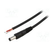 Cable; 1x1mm2; wires,DC 5,5/2,5 plug; straight; black; 1.5m | P25-TT-C100-150BK  | P25-TT-C100-150BK