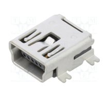 Connector: USB B mini; socket; SMT; PIN: 5; horizontal; USB 2.0; 1A | USB206605RBHM1500A  | USB2066-05-RBHM-15-STB-00-00-A