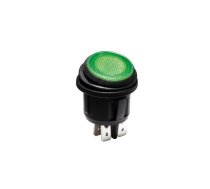 GREEN LED ILLUMINATED  ROCKER SWITCH 2P DPST /ON-OFF 12V | R13244BG/LED  | 5410329552992