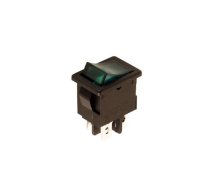 POWER ROCKER SWITCH 5A-250V DPST ON-OFF - WITH GREEN NEON LIGHT | R1944C/G  | 5410329269500
