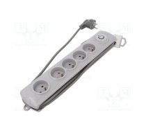 Plug socket strip: protective; Sockets: 5; 230VAC; 10A; grey | QS-50270  | 50270