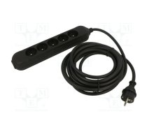 Extension lead; 3x1.5mm2; Sockets: 5; PVC; black; 10m; 16A; PRO | 570-PRO-V/1.5-10B