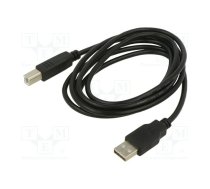 Cable; USB 2.0; USB A plug,USB B plug; 1.8m; black; Core: Cu; 28AWG | ART-AL-OEM-100  | KABUSB2 AB 2M AL-OEM-100