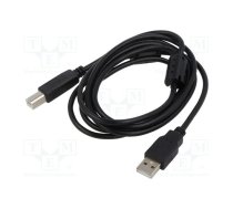 Cable; USB 2.0; USB A plug,USB B plug; 1.8m; black; Core: Cu | ART-AL-OEM-100A  | KABUSB2 AB 2M AL-OEM-100A