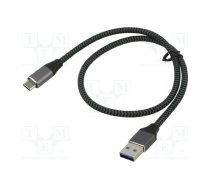 Cable; USB 3.1; USB A plug,USB C plug; 0.5m; black-gray; 10Gbps | ART-OEM-C2-0.5  | KABUSBC OEM-C2-0.5