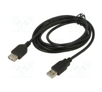 Cable; USB 2.0; USB A socket,USB A plug; 1.8m; black; Cu; 28AWG | ART-AL-OEM-110 | KABUSB2 AA 2M AL-OEM-110