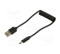 Kabelis Gembird USB Male - USB Type C Male Coiled 0.6m Black | CC-USB2C-AMCM-0.6M  | CC-USB2C-AMCM-0.6M