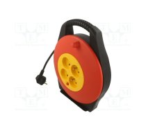 Extension lead; 3x1mm2; retractable; Sockets: 4; PVC; black; 10m | KERG-M02530  | M02530