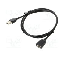 Cable; USB 2.0; USB A socket,USB A plug; nickel plated; 1m; black | VAS-A44-B100 | VAS-A44-B100