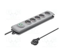 Plug socket strip: protective; Sockets: 5; 230VAC; 10A; grey | QS-50272  | 50272