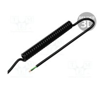 Wire: coiled; 3x0.35mm2; unshielded; PUR; black; 300V; 0.1m; 0.4m | SPT00134C  | SPT00134C