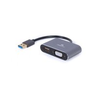 Gembird USB to HDMI + VGA Display Adapter Space Grey | A-USB3-HDMIVGA-01 | 8716309121330 | AIGEMA000000035