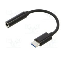 Adapter; USB 3.1; Jack 3.5mm socket,USB C plug; 0.12m; black | SAVAK-35/B  | SAVAK-35/B