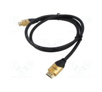 Cable; HDMI 2.1; HDMI plug,both sides; PVC; Len: 5m; black; golden | QOLTEC-50357  | 50357