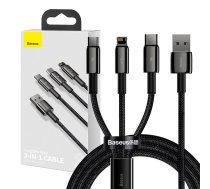 USB kabelis 3v1 Baseus Tungsten Gold, no USB uz micro USB | USB-C | Lightning, 3,5A, 1,5 m (melns) | CAMLTWJ-01  | 6953156204973 | 025726