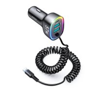 Joyroom 4 in 1 Fast Car Charger PD, QC3.0, AFC, FCP with 1.6m 57W Lightning Cable Black (JR-CL20) | JR-CL20  | 6941237198969 | JR-CL20