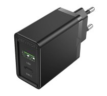Wall charger EU USB-A(18W), USB-C(20W) Vention FBBB0-EU, 2.4A, PD3.0 (black) | FBBB0-EU  | 6922794760974 | 051152