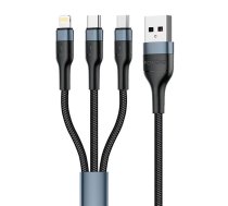 Foneng X51 3in1 USB to USB-C | Micro USB | Lightning Cable, 3A, 1m (Black) (X51 3 in 1 / Black) | X51 3 in 1 / Black  | 6970462515579 | X51 3 in 1 / Black