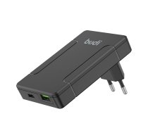 Budi universal wall charger, USB + USB-C, PD 65W + EU|UK|US|AU adapters (black) | 337  | 6971536925423 | 050623