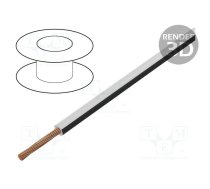 Wire; FLRY-B; 1x0.5mm2; stranded; Cu; PVC; white-black; 60V; Class: 5 | FLRY-B0.50-WH/BK/1 | FLRY-B0.50-WH/BK/1