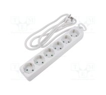 Plug socket strip: supply; Sockets: 6; 250VAC; 16A; white; 1.5m | LPS238  | LPS238