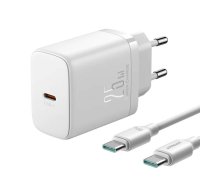 Joyroom JR-TCF11 fast charger with a power of up to 25W + USB-C | USB-C cable 1m - white | JR-TCF11 C-C White  | 6956116757090 | 053694