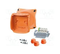 Enclosure: emergency; X: 130mm; Y: 130mm; Z: 77mm; IP65,IP66; orange | HENSEL-FK-0604  | 62000182