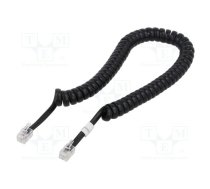 Cable: telephone; coiled; RJ10 plug,both sides; black; 2m | AK-460101-020-S  | AK-460101-020-S