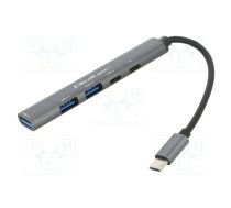 Hub USB; USB A socket x3,USB C socket x2,USB C plug; PnP; 5Gbps | QOLTEC-53790 | 53790