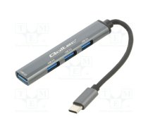 Hub USB; USB A socket x4,USB C plug; USB 2.0,USB 3.0,USB 3.1 | QOLTEC-53792 | 53792
