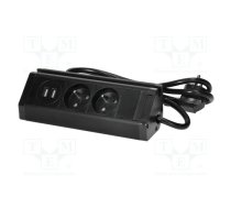 Plug socket strip: furniture; IP20; 3680W; black; 230VAC; 1.5m | VIR-FS-13/B  | FS-13/B