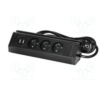 Plug socket strip: furniture; IP20; 3680W; black; 230VAC; 1.5m | VIR-FS-15/B  | FS-15/B