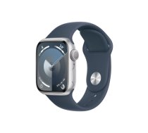 Apple Watch Series 9 GPS 41mm Silver Aluminium Case with Storm Blue Sport Band - S / M | 4-MR903ET/A  | 195949030093